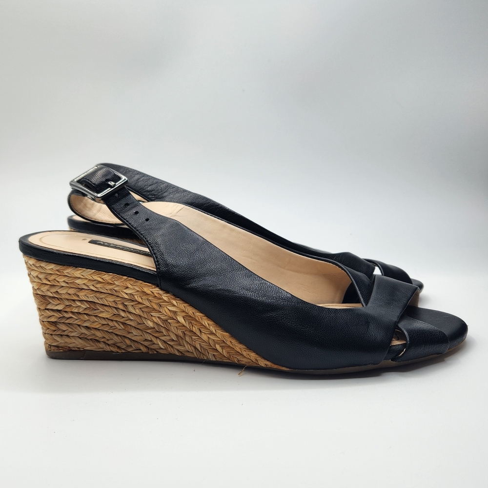 Elegant Black Leather Slingback Sandals